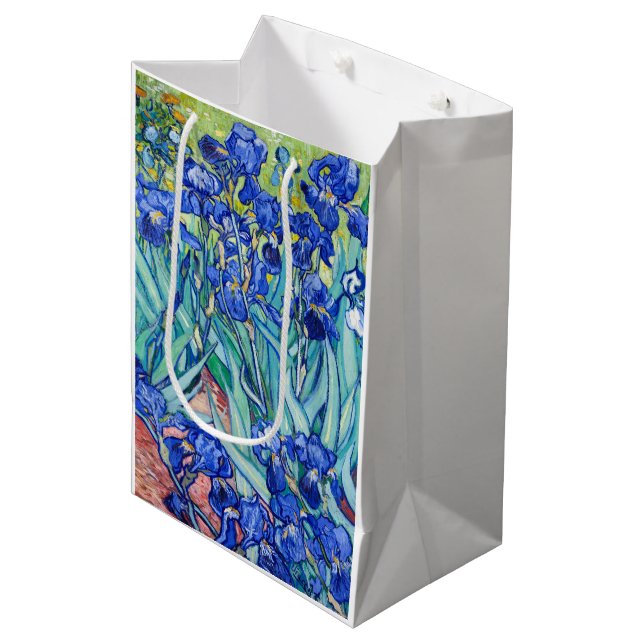 Irises Vincent van Gogh Mittlere Geschenktüte (Vorderseite Schrägansicht)