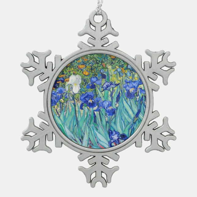 Irises Vincent van Gogh Schneeflocken Zinn-Ornament (Vorderseite)