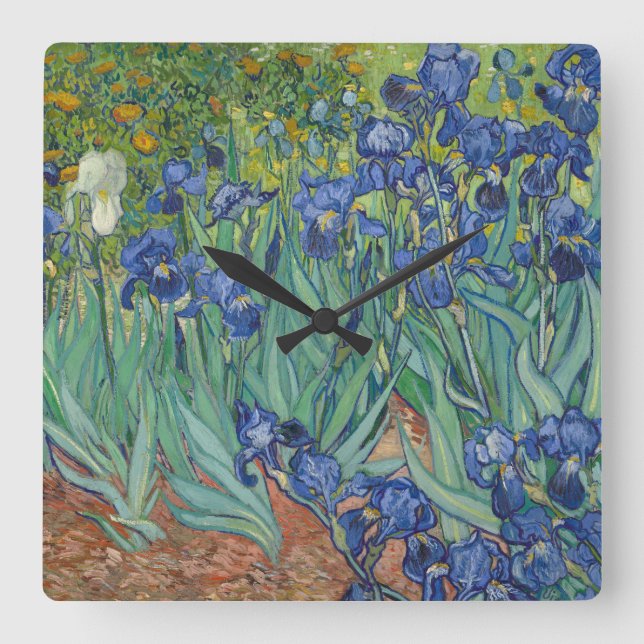 Irises von Vincent Van Gogh Quadratische Wanduhr (Vorderseite)