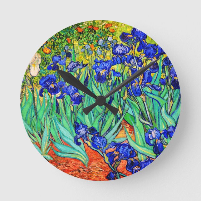 Irises von Vincent Van Gogh Runde Wanduhr (Vorderseite)