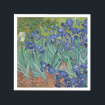 Irises von Vincent Van Gogh Serviette<br><div class="desc">Ire von Vincent Van Gogh, Öl auf der Leinwand 1889, ist ein Gemälde eines florierenden, brillanten violetten und weißen Iris-Blume in einem Blumengarten. Das Gemälde, das während des bleibe des Künstlers in Arles im Süden Frankreichs aus dem Leben gemalt wurde, baut kurze, wirbelnde Pinselstriche und fließende, farbige Konturen in eine...</div>