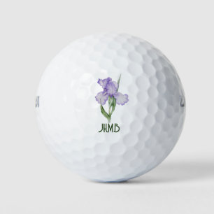Irisgarten-Blumen-Monogramm-Kunst Golfball