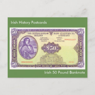 Irish 50 livres Billet pour carte postale