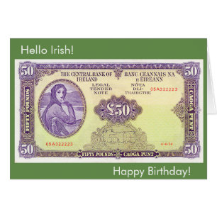 Irish 50 Pfund Banknote for Birthday greeting card