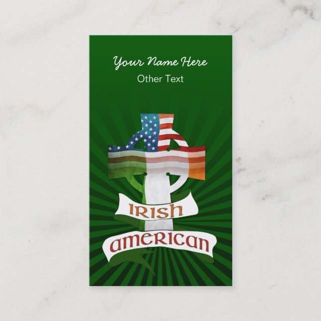 Irish American Cross Custom Business Cards Visitenkarte (Vorderseite)