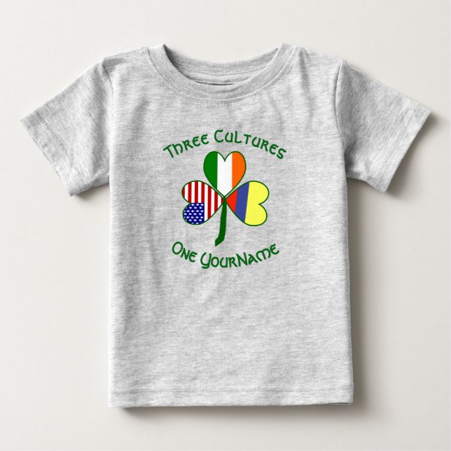 Irish American Fags Kleeblatt Ihr Name Baby T-shirt (Vorderseite)