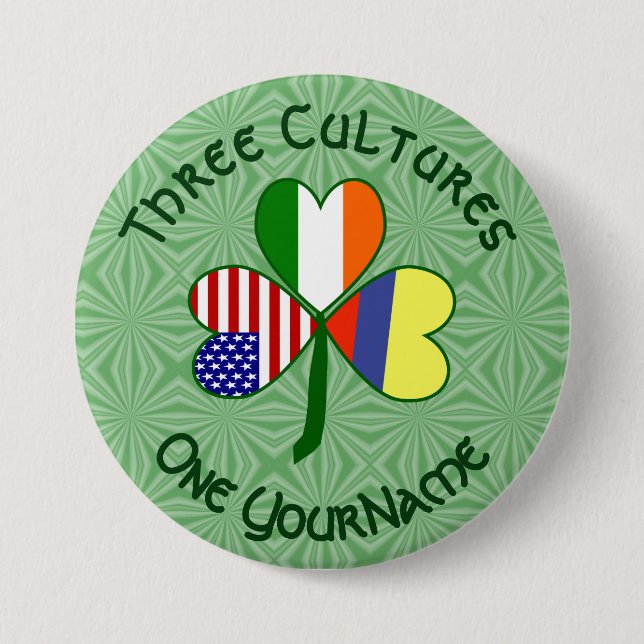 Irish American Fags Kleeblatt Ihr Name Button (Vorderseite)