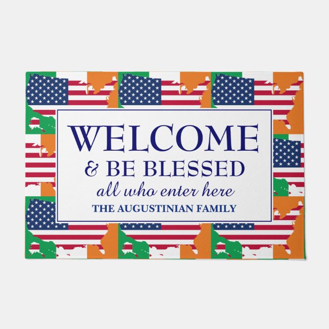 IRISH AMERICAN Familie Willkommen Fußmatte (Vorderseite)