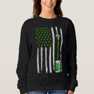 Irish American Flag Draft Beer Kleeblatt St Patric Sweatshirt
