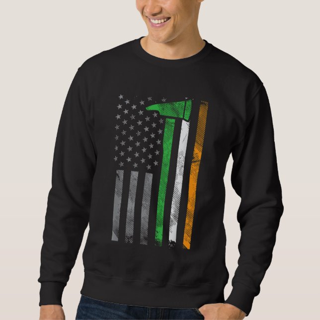 Irish American Flag Firefighter Ax Fire St Pat Sweatshirt (Vorderseite)