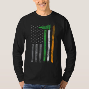 Irish American Flag Firefighter Ax Fire St Pat T-Shirt