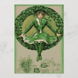 Irish American Flag Harp of Erin Kleeblatt Einladung