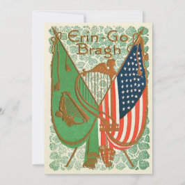 Irish American Flag Harp of Erin Kleeblatt Einladung