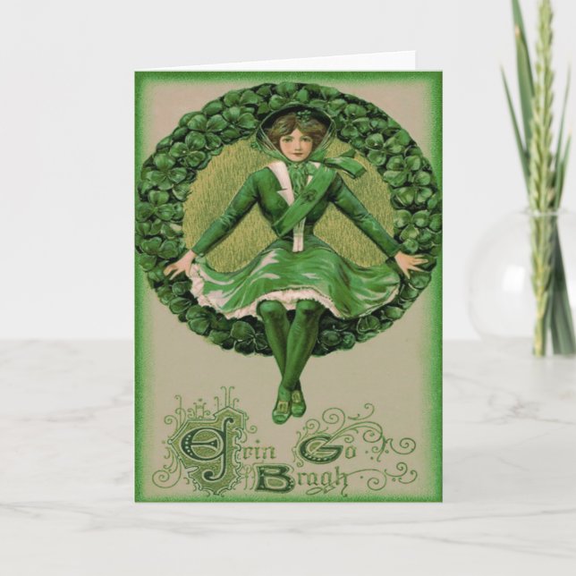 Irish American Flag Harp of Erin Kleeblatt Karte (Vorderseite)