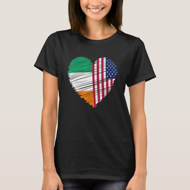 Irish American Flag Herz Dualbürger Prix T-Shirt (Vorderseite)