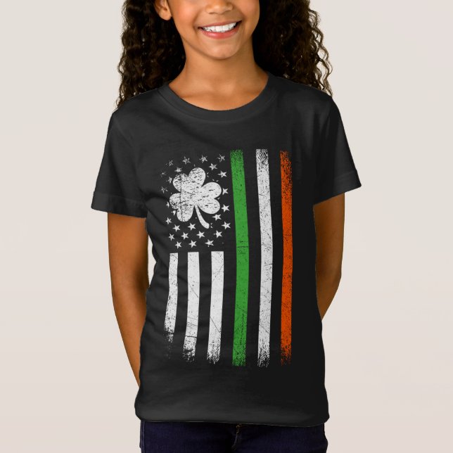 Irish American Flag Ireland Kleeblatt Flag St Patr T-Shirt (Vorderseite)
