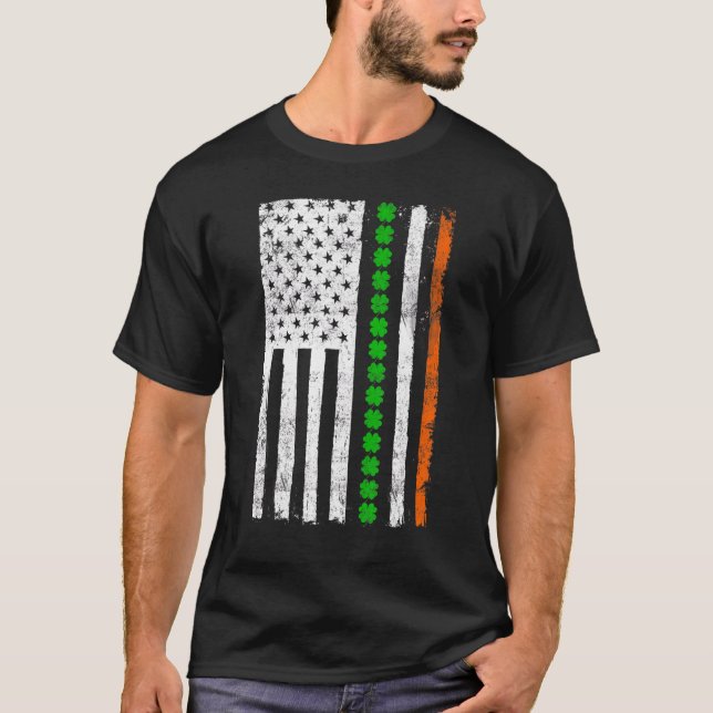 Irish American Flag Ireland Kleeblatt St Patricks  T-Shirt (Vorderseite)