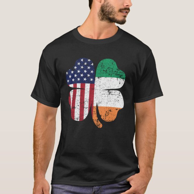 Irish American Flag Ireland Shamrock St Patrick s  T-Shirt (Vorderseite)