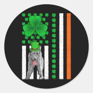 Irish American Flag Irish Wolfhound Dog St Patrick Runder Aufkleber