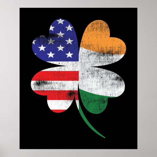 IRISH AMERICAN FLAG Irland Kleeblatt Poster (Vorne)