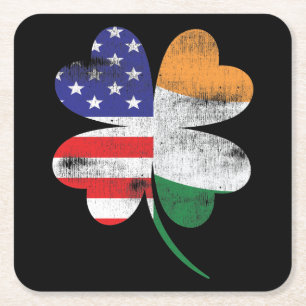IRISH AMERICAN FLAG Irland Kleeblatt St Patricks D Rechteckiger Pappuntersetzer
