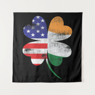 IRISH AMERICAN FLAG Irland Kleeblatt Wandteppich