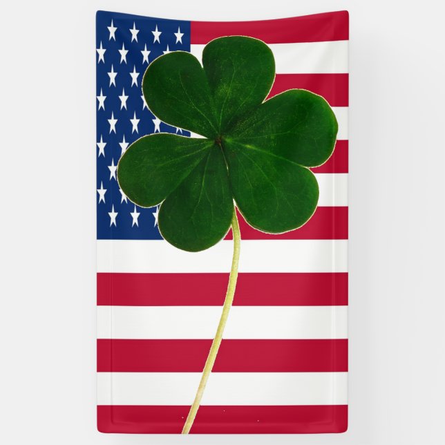 Irish American Flag Kleeblatt Clover St. Patrick Banner (Vertikal)