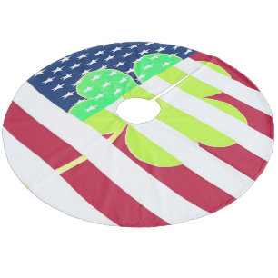 Irish American Flag Kleeblatt Clover St. Patrick Fleece Weihnachtsbaumdecke