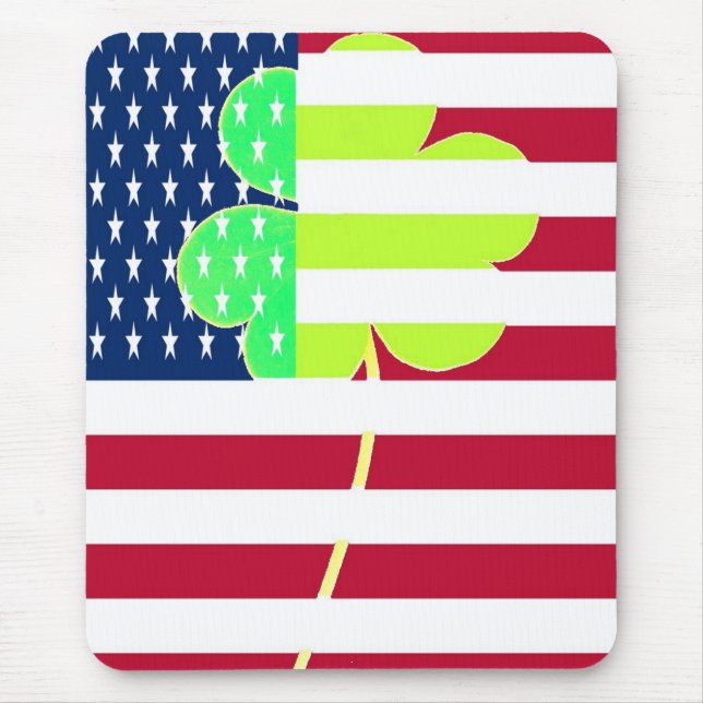 Irish American Flag Kleeblatt Clover St. Patrick Mousepad (Vorne)