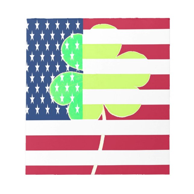 Irish American Flag Kleeblatt Clover St. Patrick Notizblock (Vorderseite)
