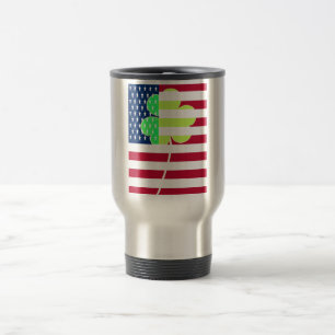 Irish American Flag Kleeblatt Clover St. Patrick Reisebecher