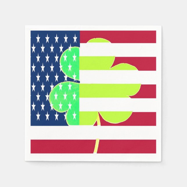 Irish American Flag Kleeblatt Clover St. Patrick Serviette (Vorderseite)