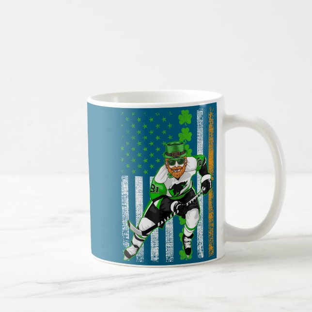 Irish American Flag Lucky Hockey St. Patrick's Day Kaffeetasse (Rechts)
