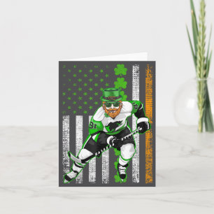Irish American Flag Lucky Hockey St. Patrick's Day Karte