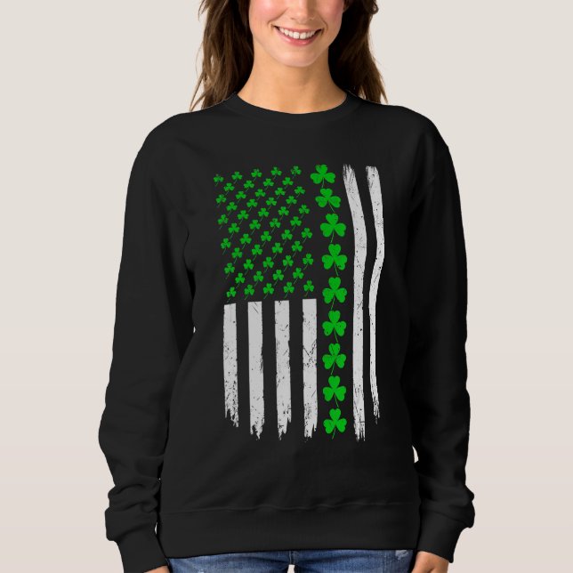 Irish American Flag Lucky Shamrock St Patrick's Da Sweatshirt (Vorderseite)