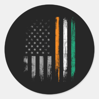 Irish American Flag St Patrick's Day Runder Aufkleber