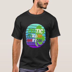 Irish American Flag, Sunset Retro St. Patr T-Shirt