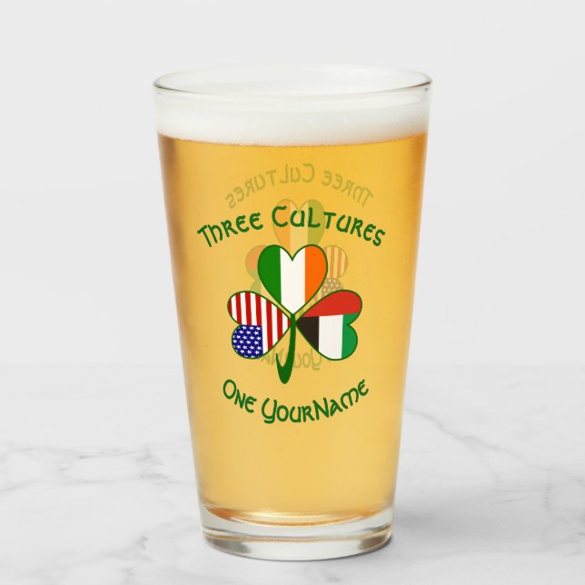 Irish American Flags Kleeblatt der Vereinigten Ara Glas (Vorne (Gefüllt))