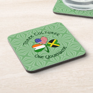 Irish American Flags Kleeblatt Ihr Name Getränkeuntersetzer