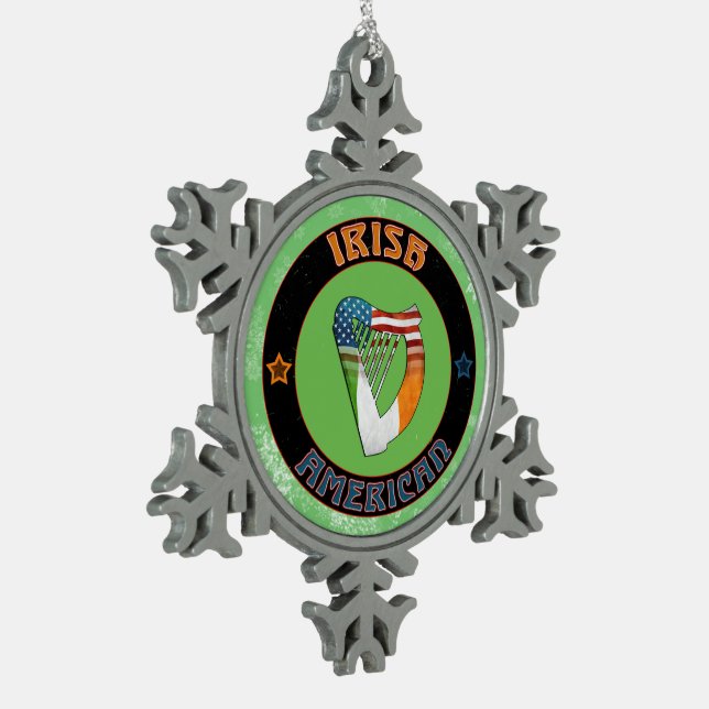 Irish American Harp Christmas Tree Ornament (Links)