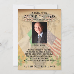 Irish American Memorial Foto Card Einladung