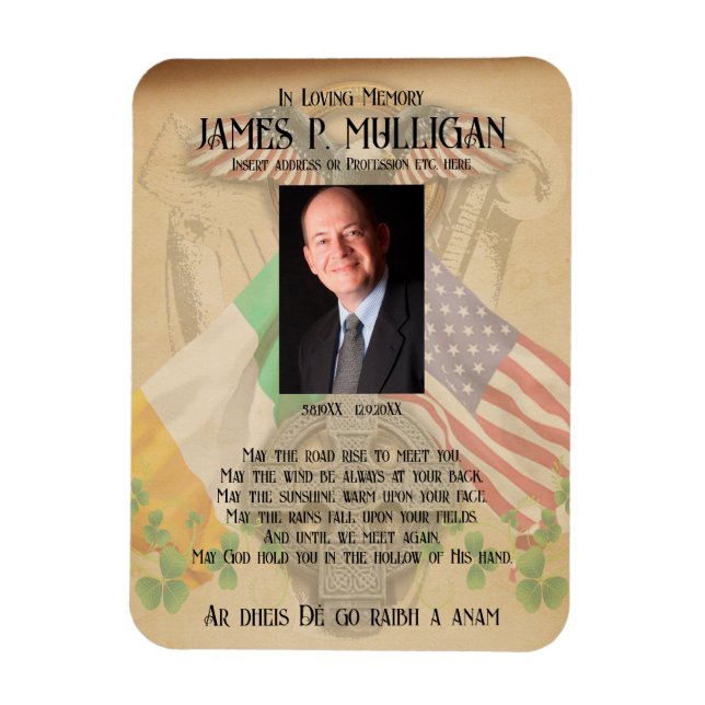 Irish American Memorial Foto Card Magnet (Vertikal)