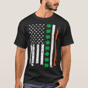 Irish American USA Flag w Irish Kleeblatts T-Shirt