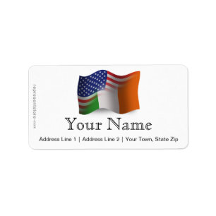 Irish-American Wave Flag Adressaufkleber