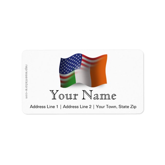 Irish-American Wave Flag Adressaufkleber (Vorne)