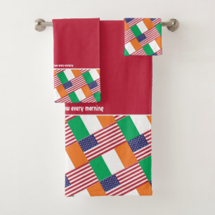 IRISH AMERIKAN FLAGS Personalisierte Schrift RED Badhandtuch Set