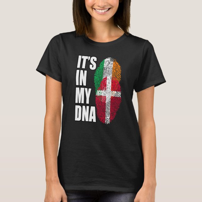 Irish And Danish DNA Flag Heritage T-Shirt (Vorderseite)