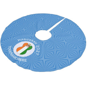 Irish Angel Hanukkah Flag Personalisiert Polyester Weihnachtsbaumdecke