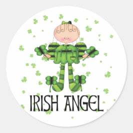 Irish Angel Runder Aufkleber