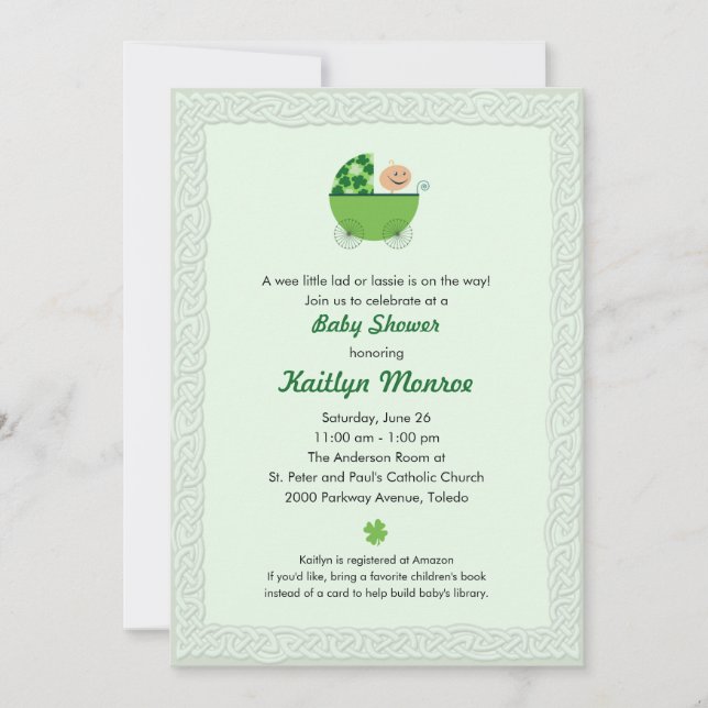 Irish Baby Buggy Shower Invitation (Devant)